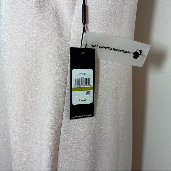 Karl Lagerfeld lace top ruffle hem dress light pink - Picture 6 of 9